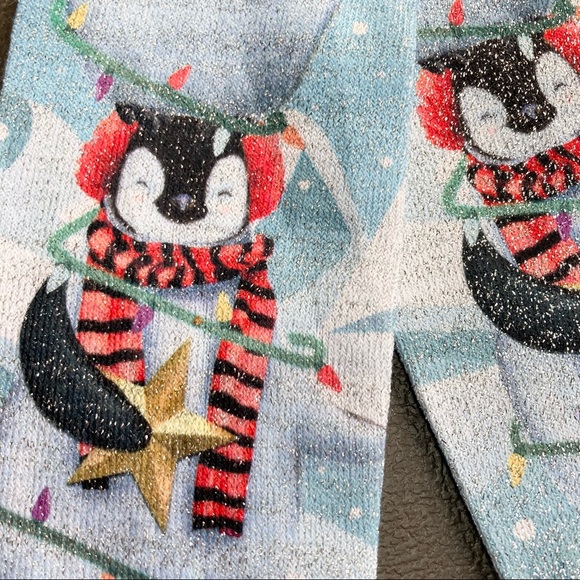 Wondershop GlitterBlue Red Black White Penguin Crew Socks One size fits most - Picture 10 of 11